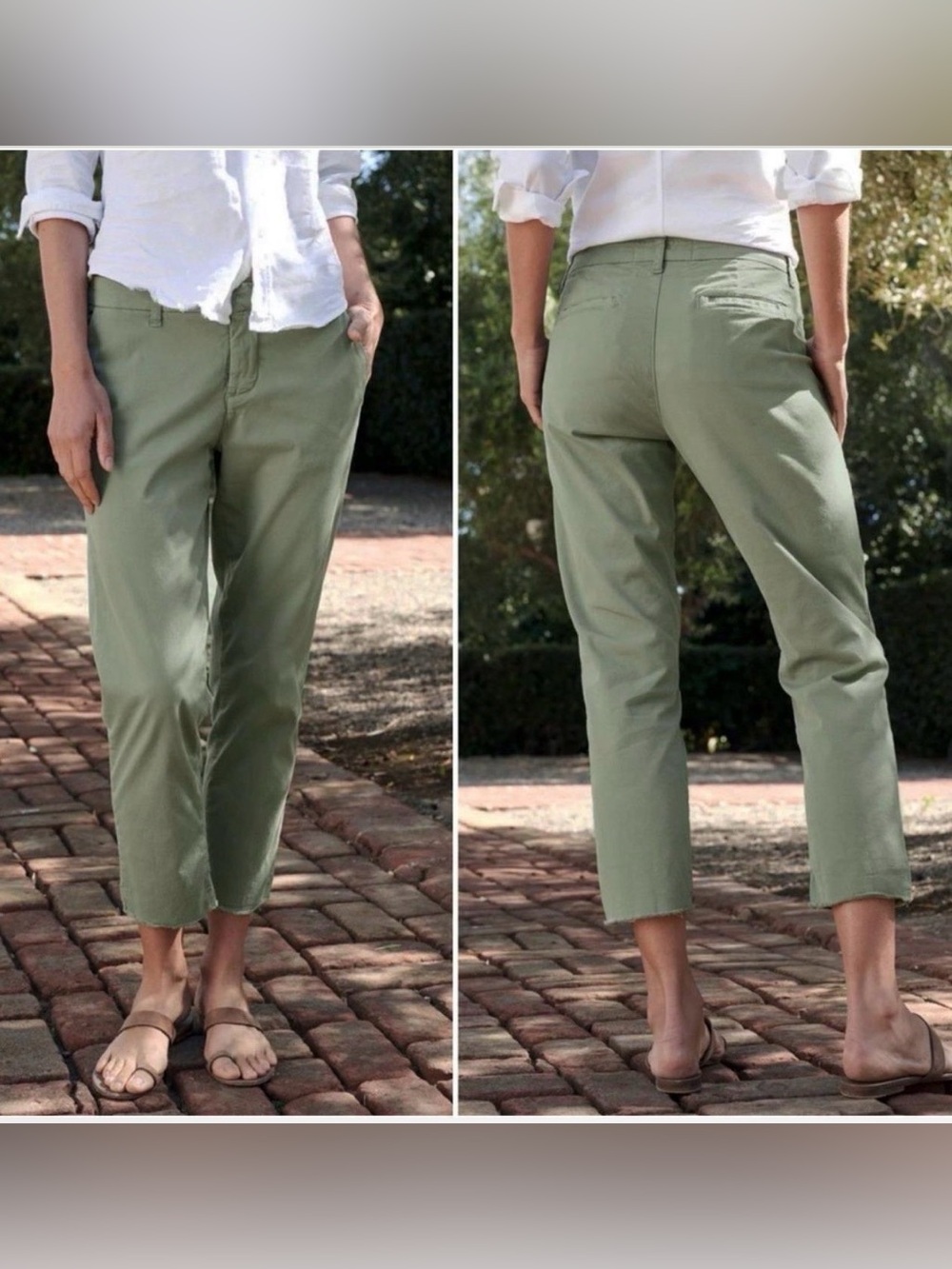 Frank & Eileen Wicklow Italian Chino pant Olive Sage Green cotton XS, 2